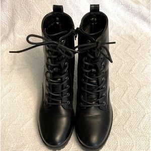 Black side zip short/combat boots